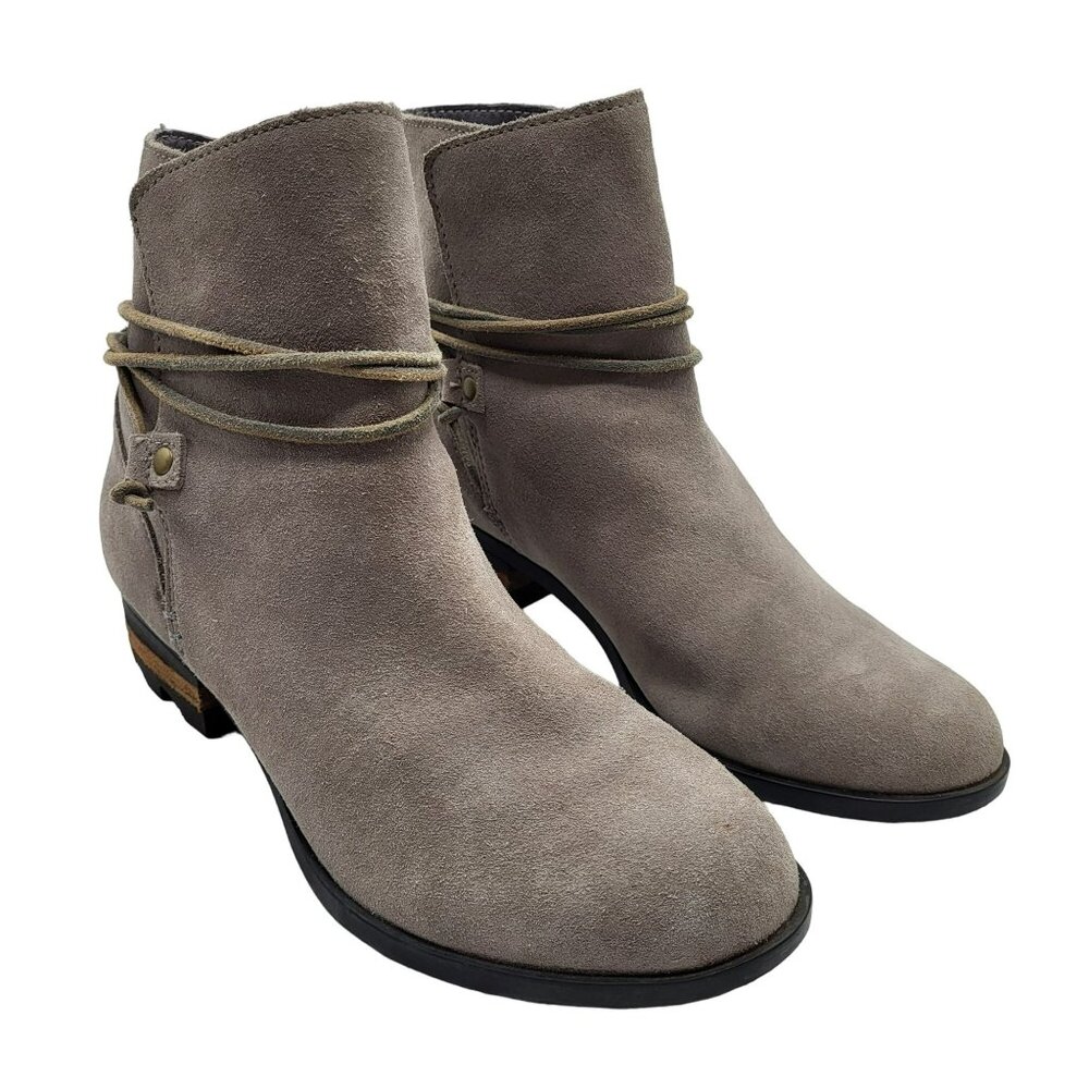 Sorel Farah Short Boot Tassel Accents Grey Suede Leather Women's 8.5 Pull On